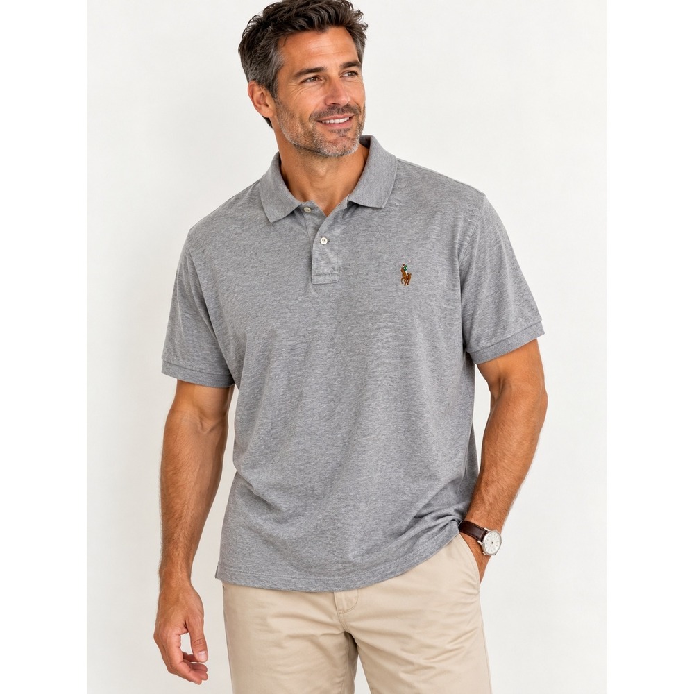 Polo Ralph Lauren Polo Shirt Mens XL Gray Pima Cotton Soft Touch Short Sleeve